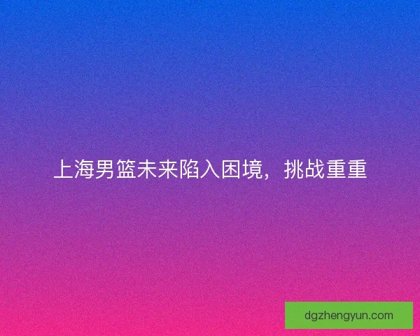 上海男篮未来陷入困境，挑战重重