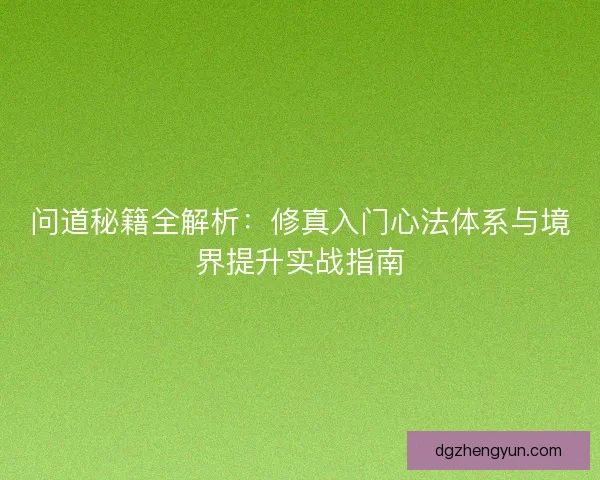 问道秘籍全解析:修真入门心法体系与境界提升实战指南 问道秘籍全解析:修真入门心法体系与境界提升实战指南